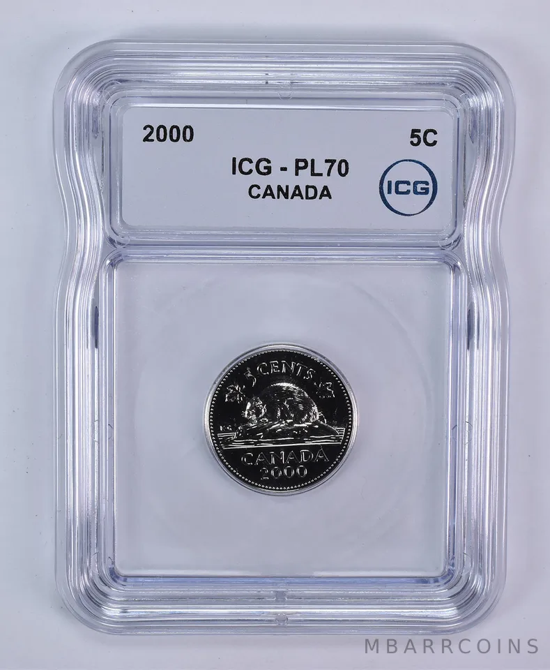 2000 Canada 5 Cents Beaver PL70 ICG
