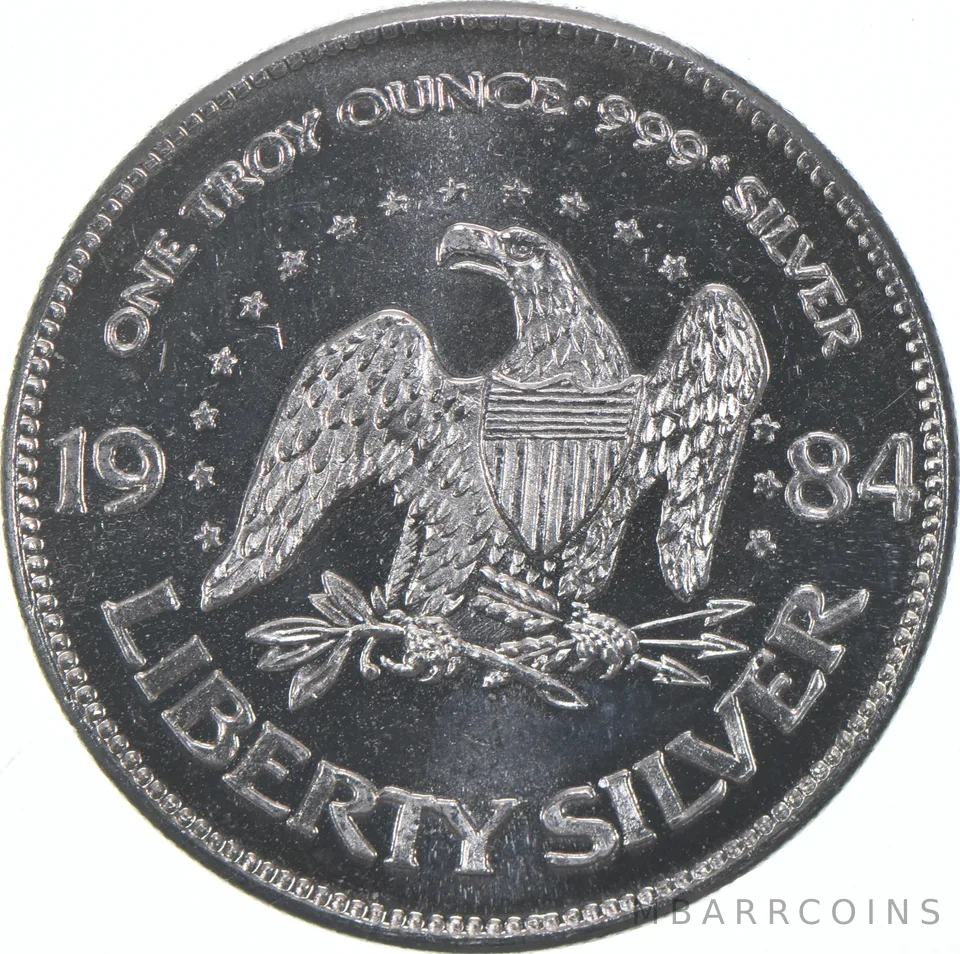1984 Liberty Silver 1 Troy Ounce A Mark Silver Art Round