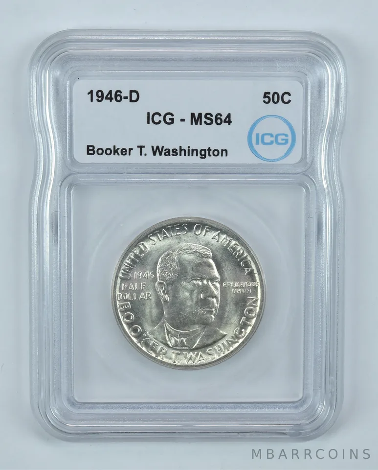 1946-D Booker T Washington Commemorative Half Dollar MS64 ICG