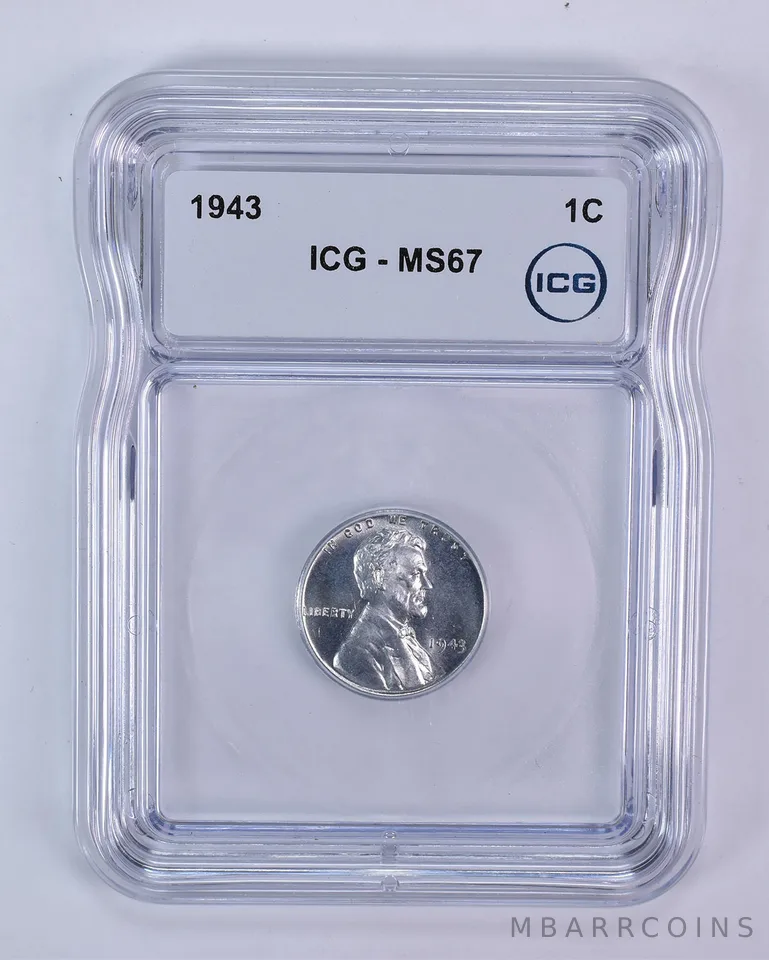 1943 Lincoln Wheat Cent Steel MS67 ICG