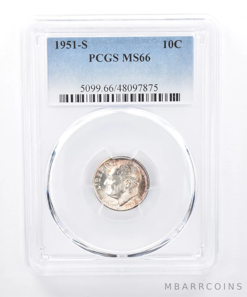1951-S Roosevelt Dime MS66 PCGS Beautiful Tone *8359