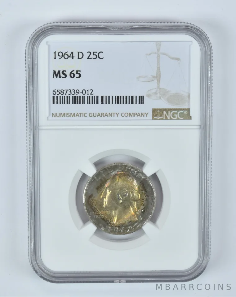MS65 1964-D Washington Quarter NGC - Golden End of Roll Tone *5013