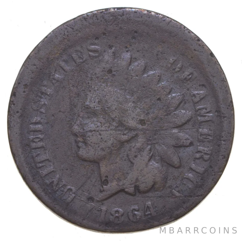 1864-L Indian Head Cent BROADSTRIKE ERROR *3355