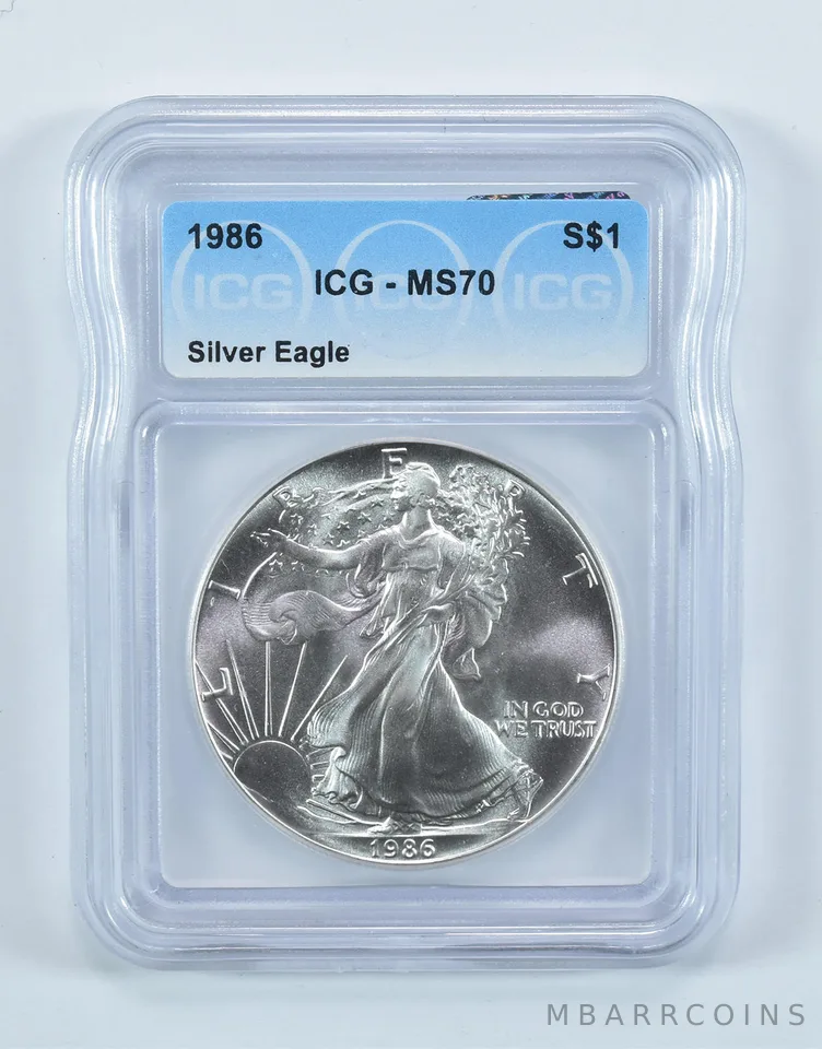 1986 American Silver Eagle MS70 ICG