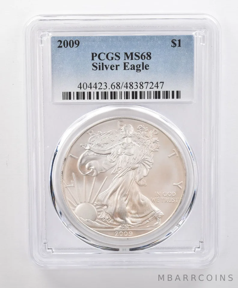 MS68 2009 American Silver Eagle PCGS Beautifully Toned Pink/Yellow Sheen *0122