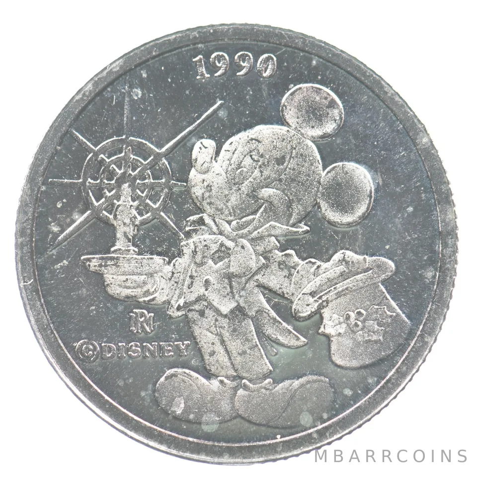 1990 Mickey & Pluto Silver Art Round *5238