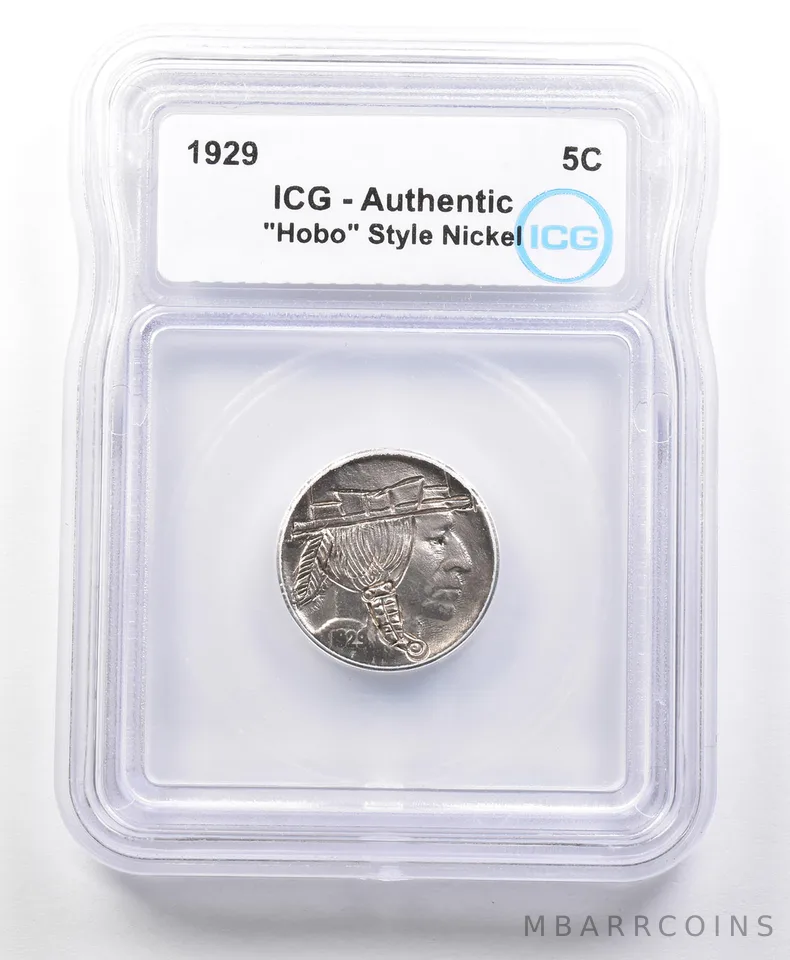 1929 Indian Head Buffalo Nickel Hobo Style Authentic ICG *4100