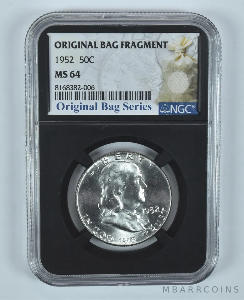 1952 Franklin Half Dollar Original Bag Fragment MS64 NGC