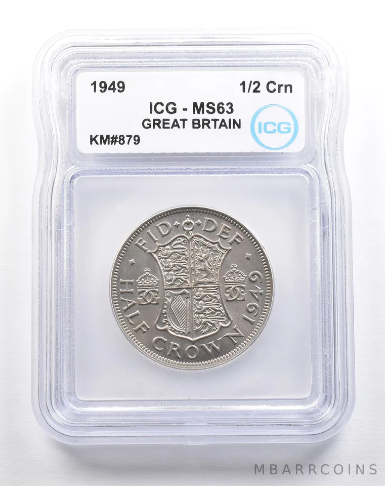 1949 Great Britain 1/2 Crown KM#879 MS63 ICG *5475
