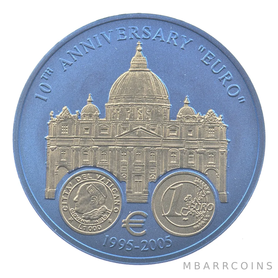 2005 Liberia 5 Dollars 10 Years Euro Vatican City Niobium a3377