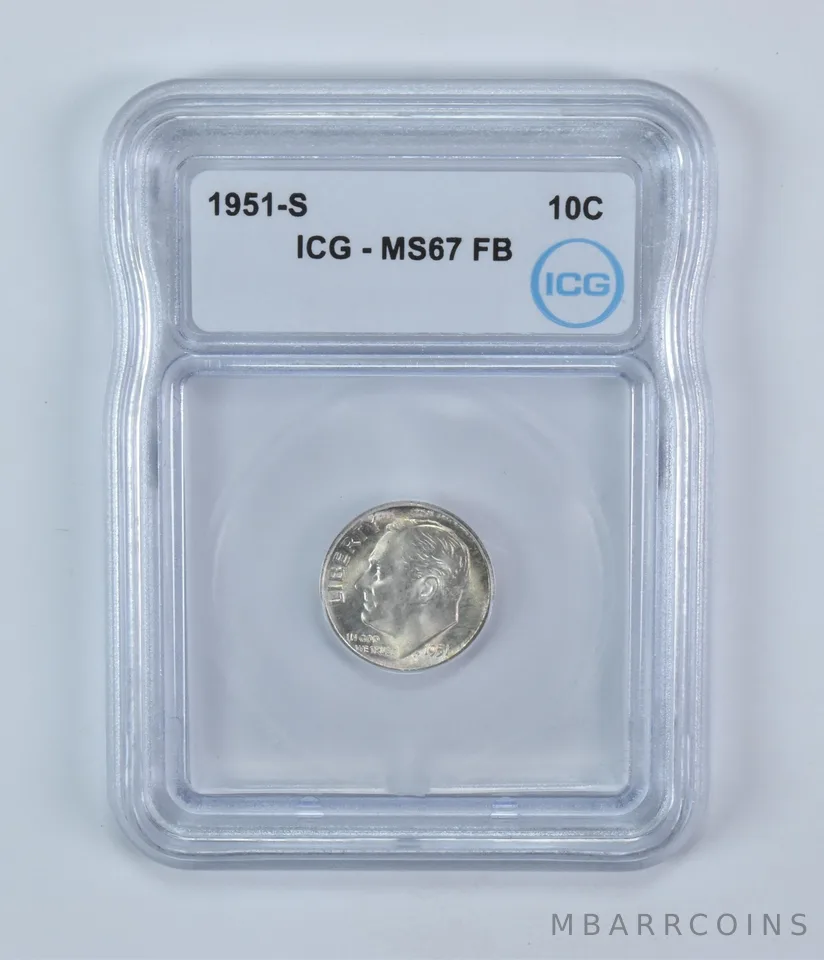 1951-S Roosevelt Dime MS67 FB ICG