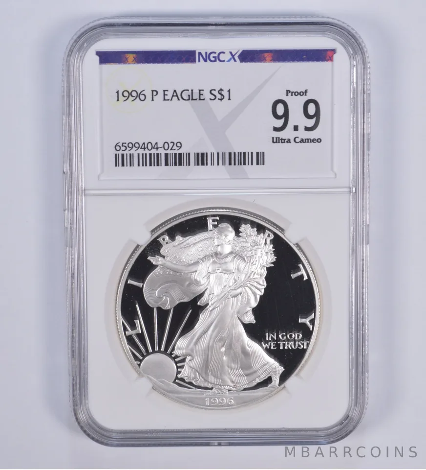 1996-P American Silver Eagle Proof 9.9 NGC X NGCX - Almost PERFECT