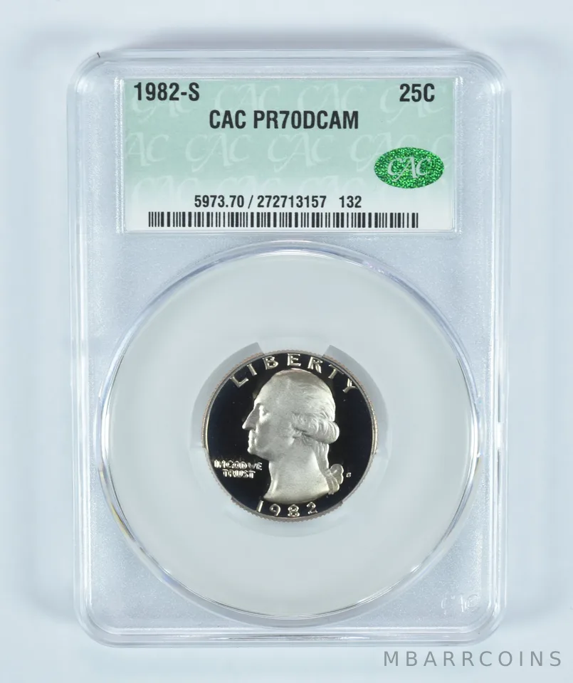 1982-S Washington Quarter PR70 DCAM CAC CACg