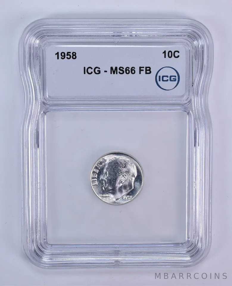 1958 Roosevelt Dime MS66 FB ICG