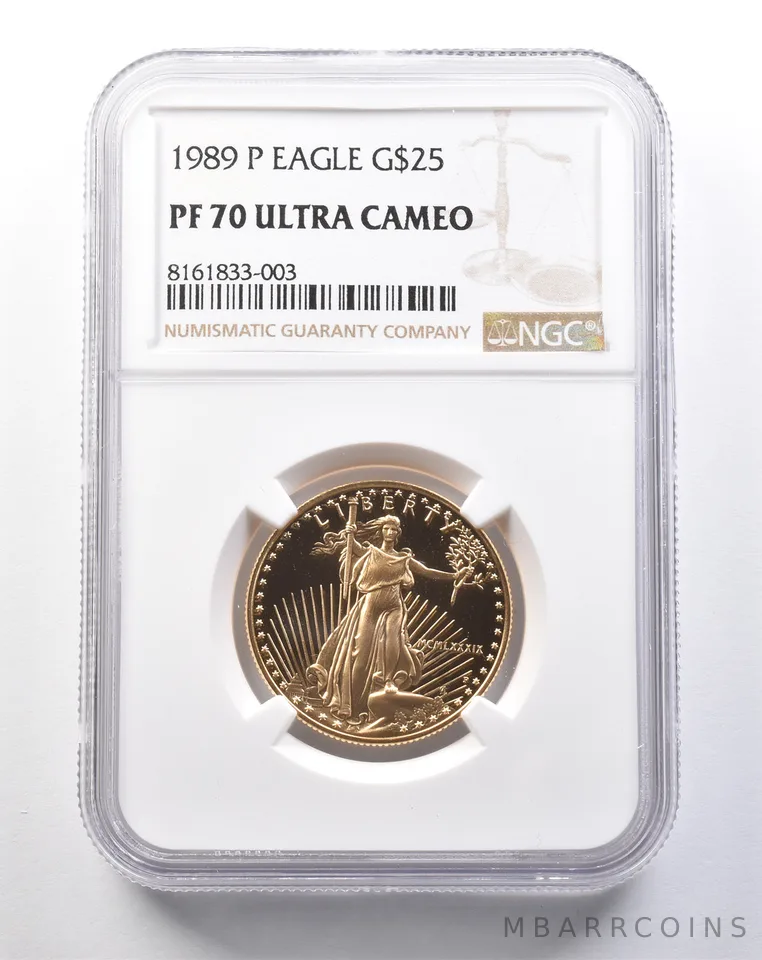 1989-P $25 American Gold Eagle 1/2 Oz Gold PF70 UCAM NGC