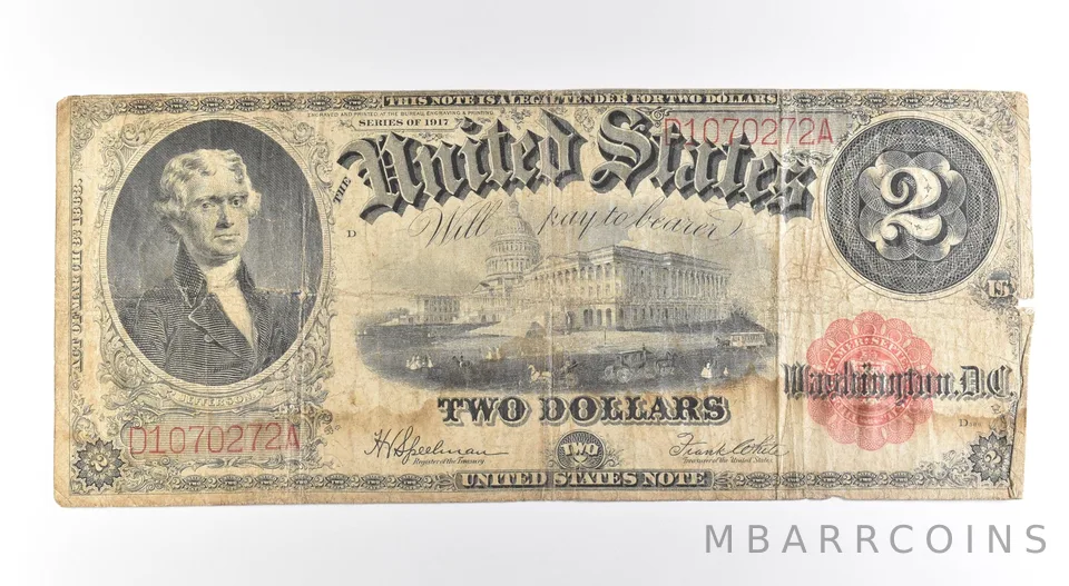 1917 $2 Legal Tender Large Note Red Seal *2638