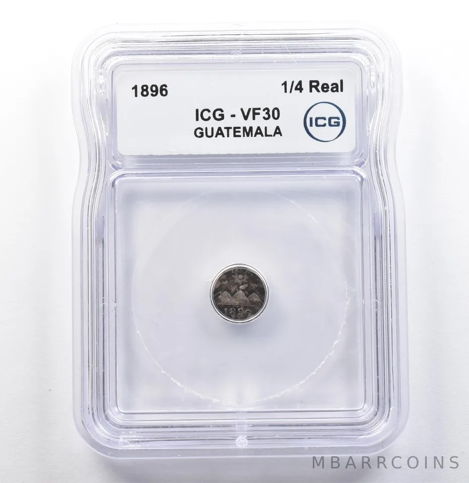 1896 Guatemala 1/4 Real VF30 ICG *9957