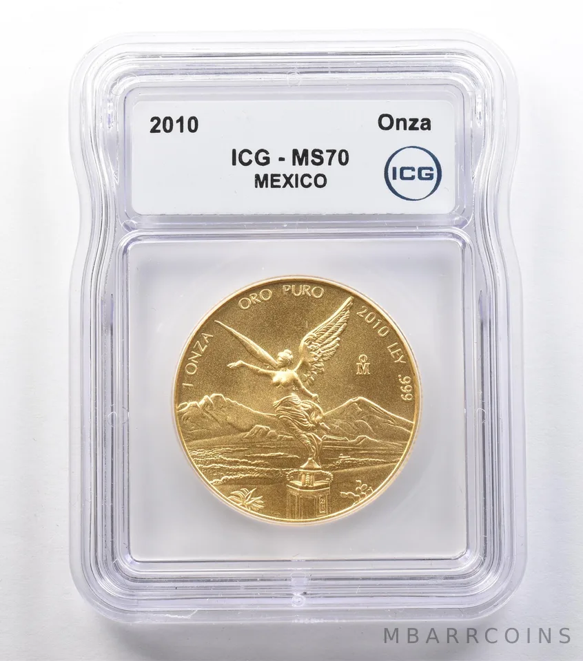 2010 Mo Mexico 1 Onza Gold Libertad MS70 ICG *2545