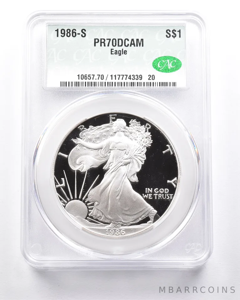 PR70 DCAM 1986-S American Silver Eagle CAC CACG *6295