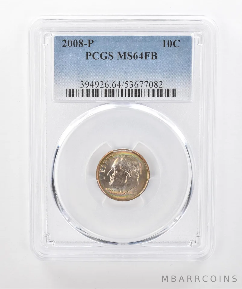 2008-P Roosevelt Dime MS64 FB PCGS Beautiful Tone *1316
