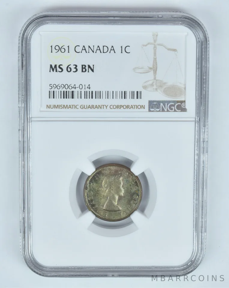 MS63 BN 1961 Canada 1 Cent - Graded NGC- INSANE Tone *8880