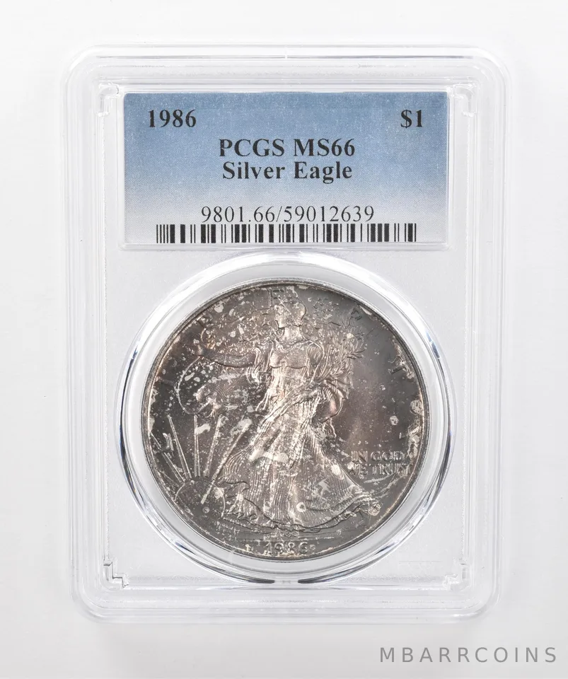 1986 American Silver Eagle MS66 PCGS Beautiful Tone *1528