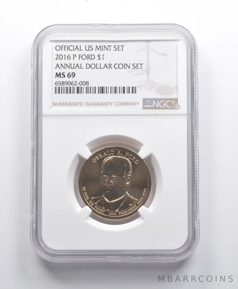 MS69 2016-P Gerald R. Ford Presidential Dollar Annual Dollar Coin Set NGC *8802