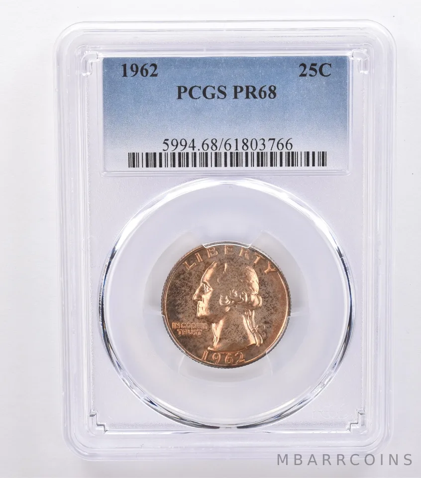 1962 Washington Quarter PR68 PCGS Beautiful Tone *8757