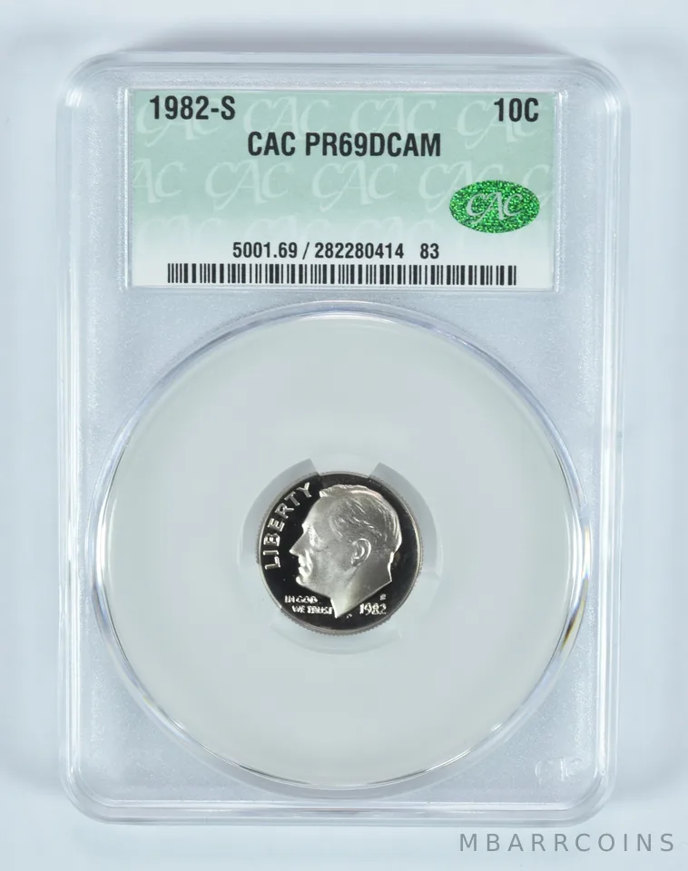 1982-S Roosevelt Dime PR69 DCAM CAC CACg