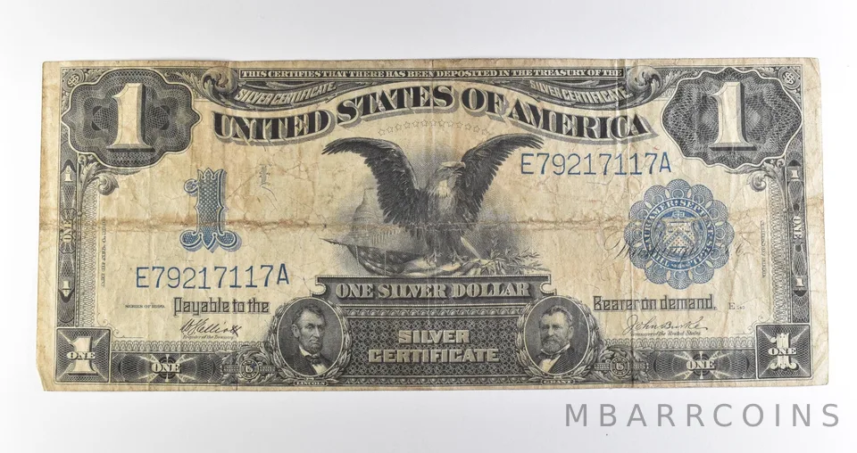 1899 $1 Silver Certificate Black Eagle Blue Seal Large Note *4487