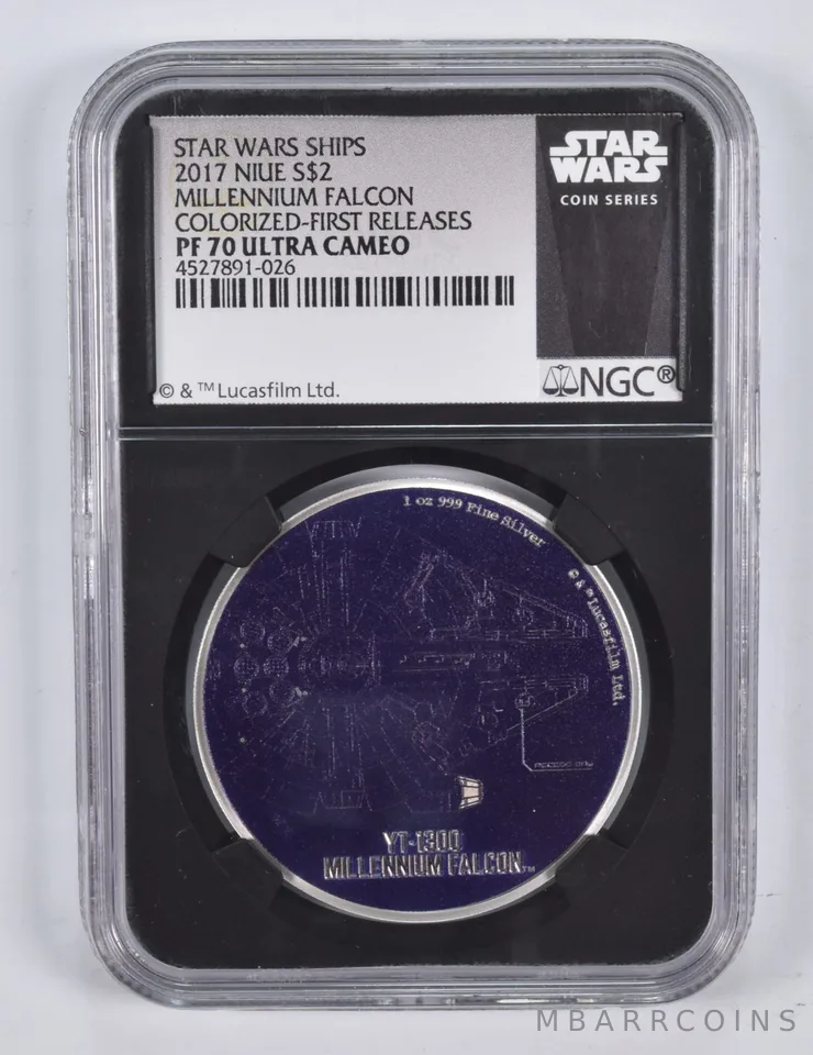 PF70 UCAM 2017 Niue $2 1oz Silver Star Wars Millennium Falcon FR NGC *2361