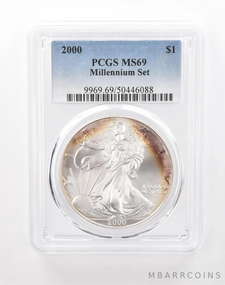 2000 American Silver Eagle Millennium Set MS69 PCGS Peripheral Tone *8996