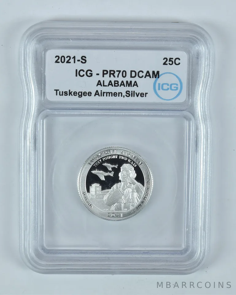 2021-S Washington Quarter ATB Tuskegee Airmen Silver PR70 DCAM ICG