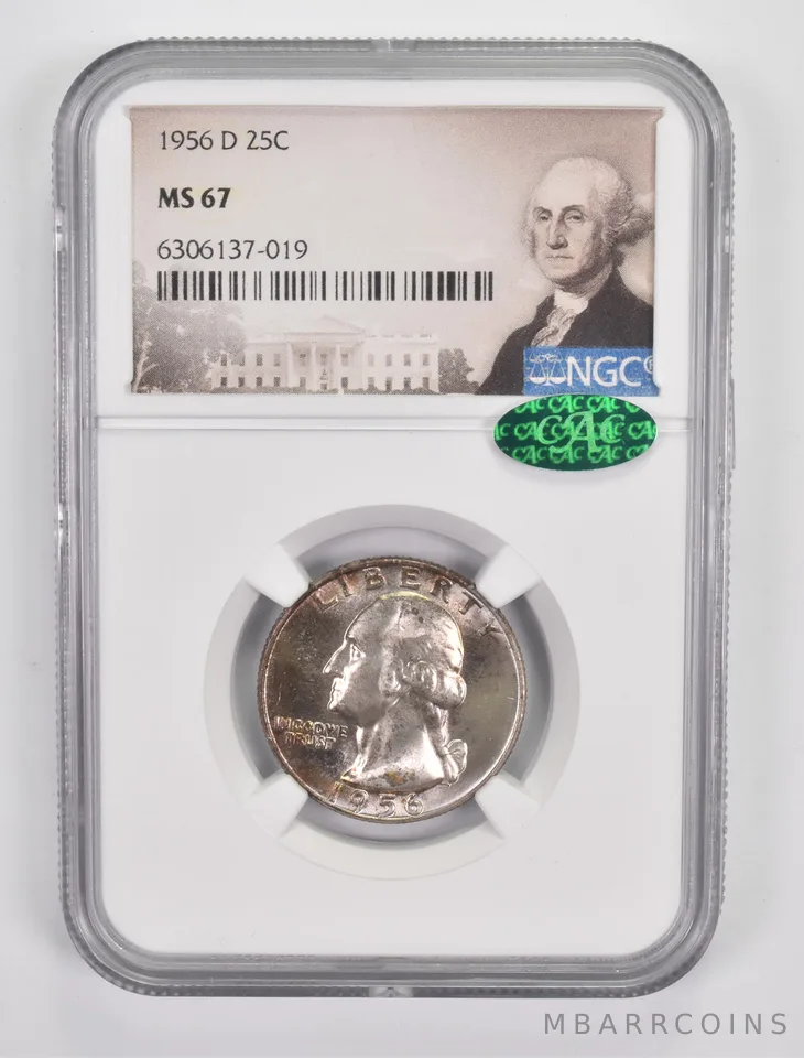 MS67 1956-D Washington Quarter - CAC - Graded NGC *9960