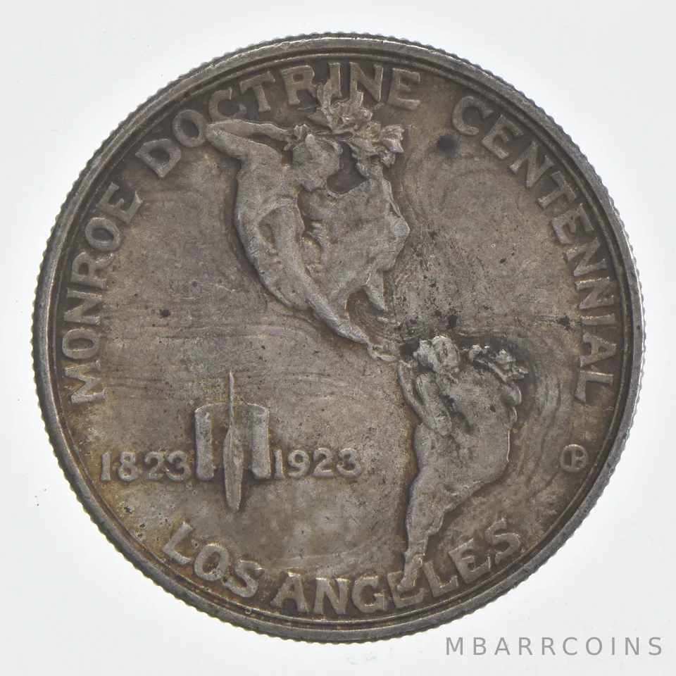 1923-S Monroe Doctrine Commemorative Silver Half Dollar Beautiful Tone *0488