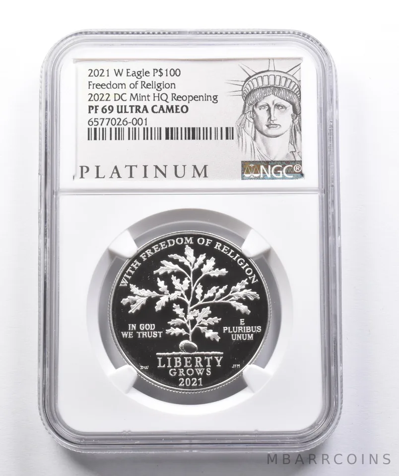 PF69 2021-W $100 American Platinum Eagle 2022 DC Mint HQ Reopening NGC *4319