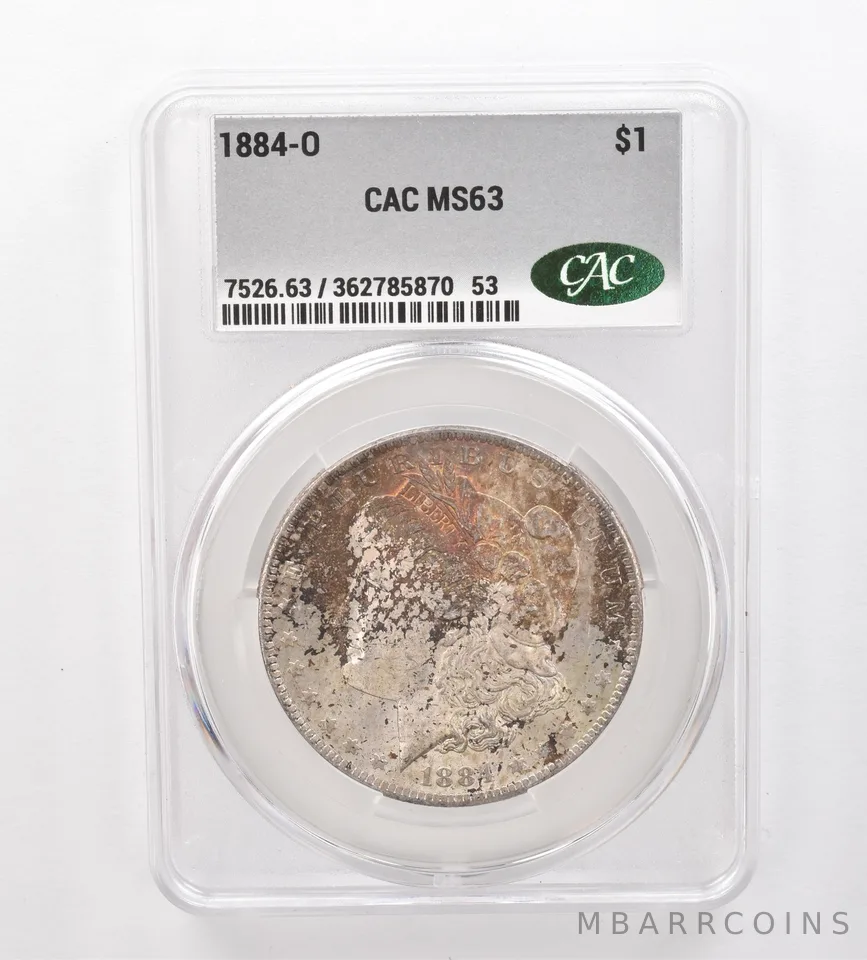 1884-O Morgan Silver Dollar MS63 CAC CACg Beautiful Tone *2528