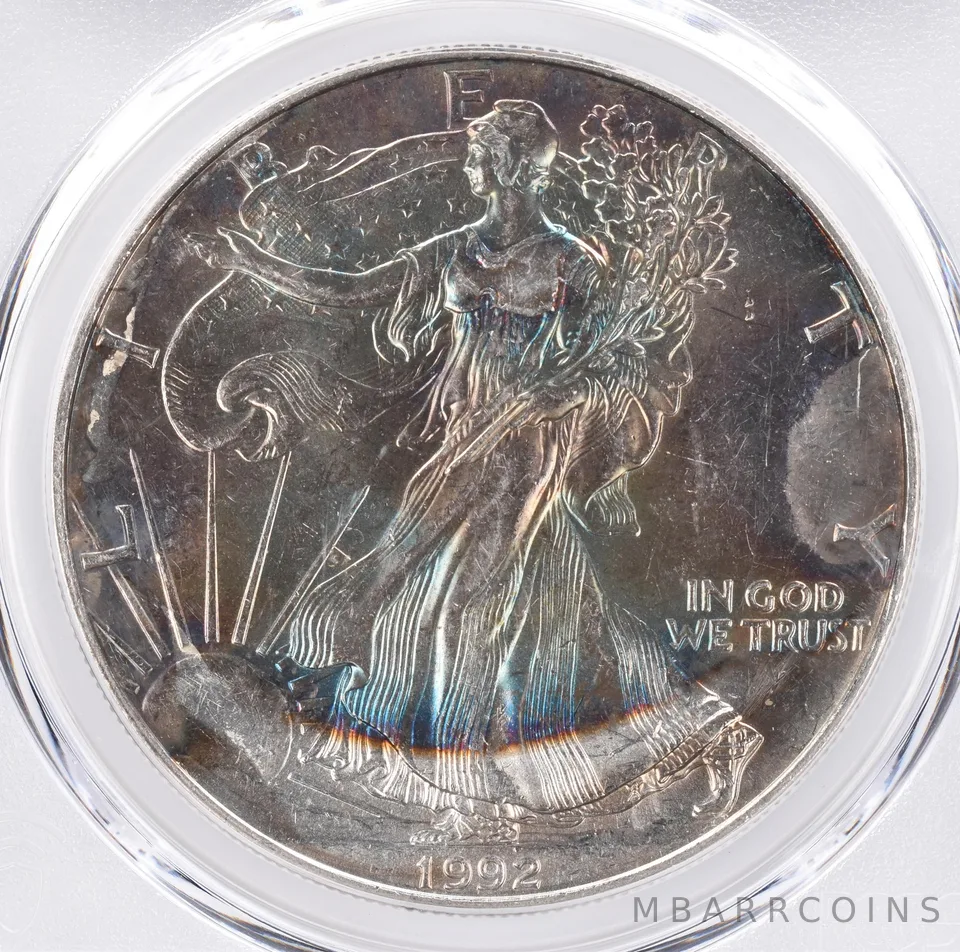 1992 American Silver Eagle MS61 PCGS Beautiful Tone *1522