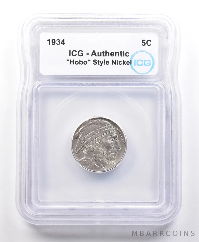 1934 Indian Head Buffalo Nickel Hobo Style Authentic ICG *4098
