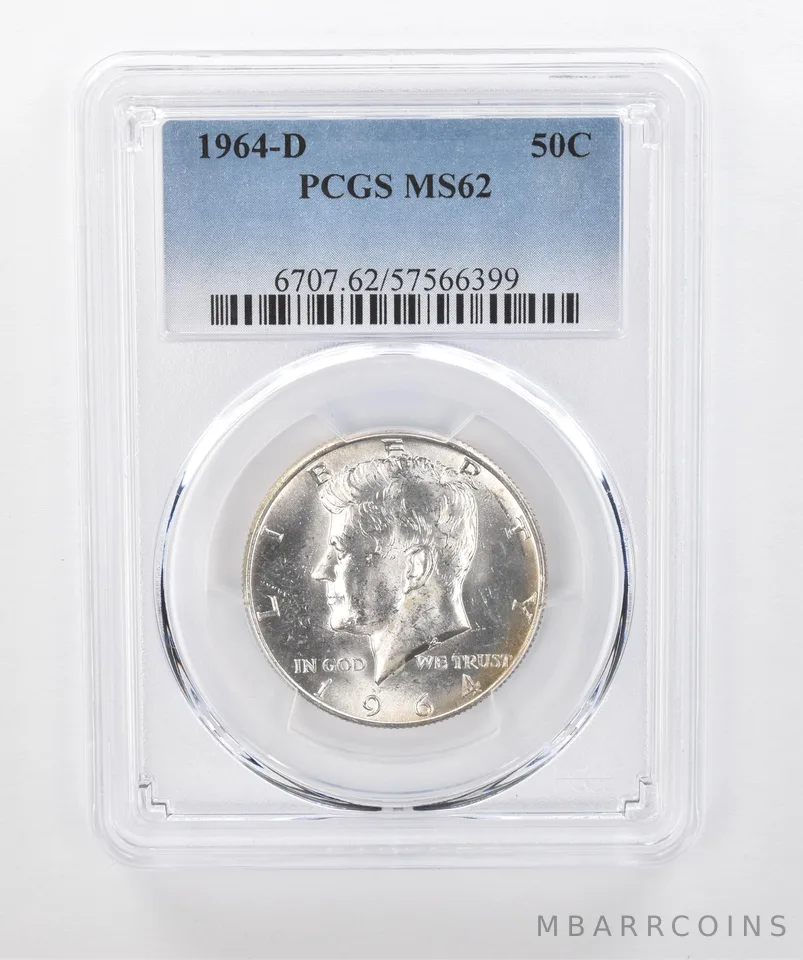 1964-D Kennedy Half Dollar MS62 PCGS Beautiful Tone Reverse *1376