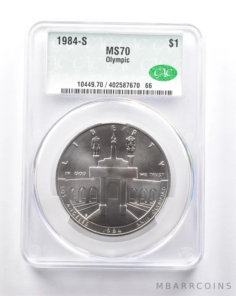 MS70 1984-S Olympic Colosseum Commemorative Dollar CAC CACG *6278