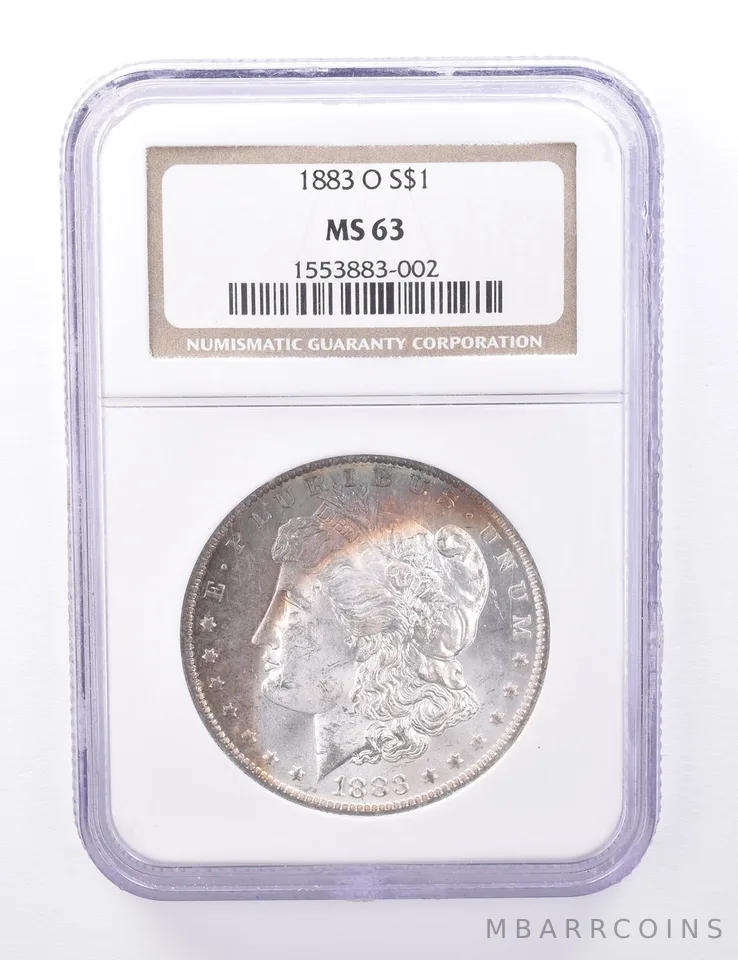 MS63 1883-O Morgan Silver Dollar - Graded NGC - Rainbow a3977