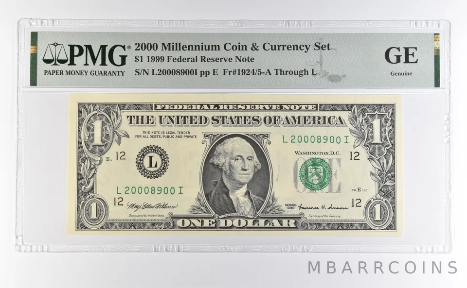 2000 Millennium Coin Currency $1 1999 FRN San Francisco CA Low Serial PMG a4603