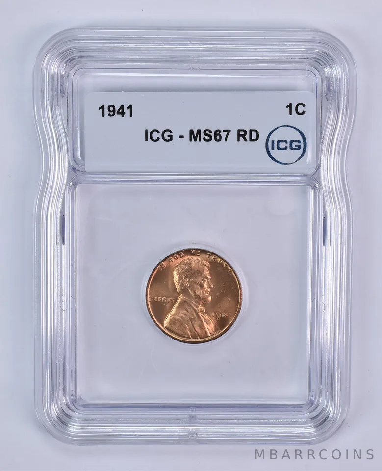 1941 Lincoln Wheat Cent MS67 RD ICG