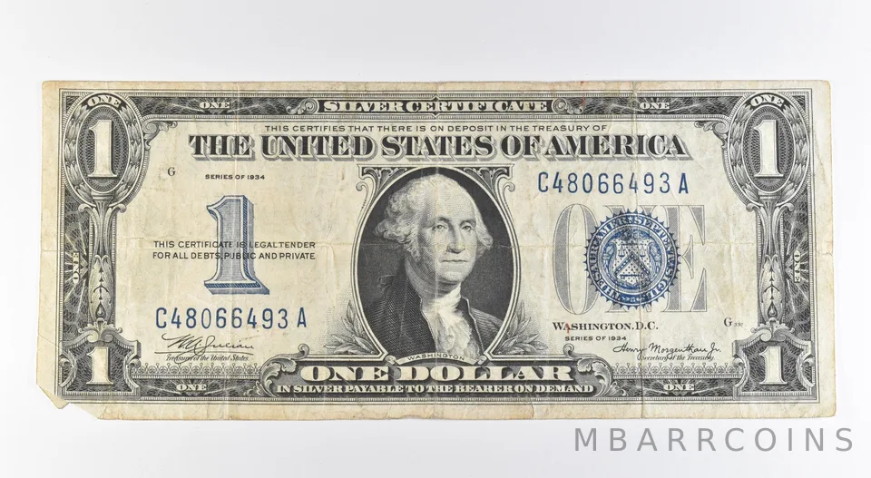1934 $1 Silver Certificate Blue Seal *0412