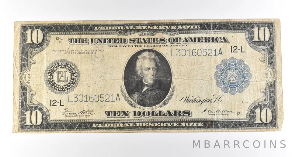 1914 $10 San Francisco CA FRN Large Note Blue Seal *2806