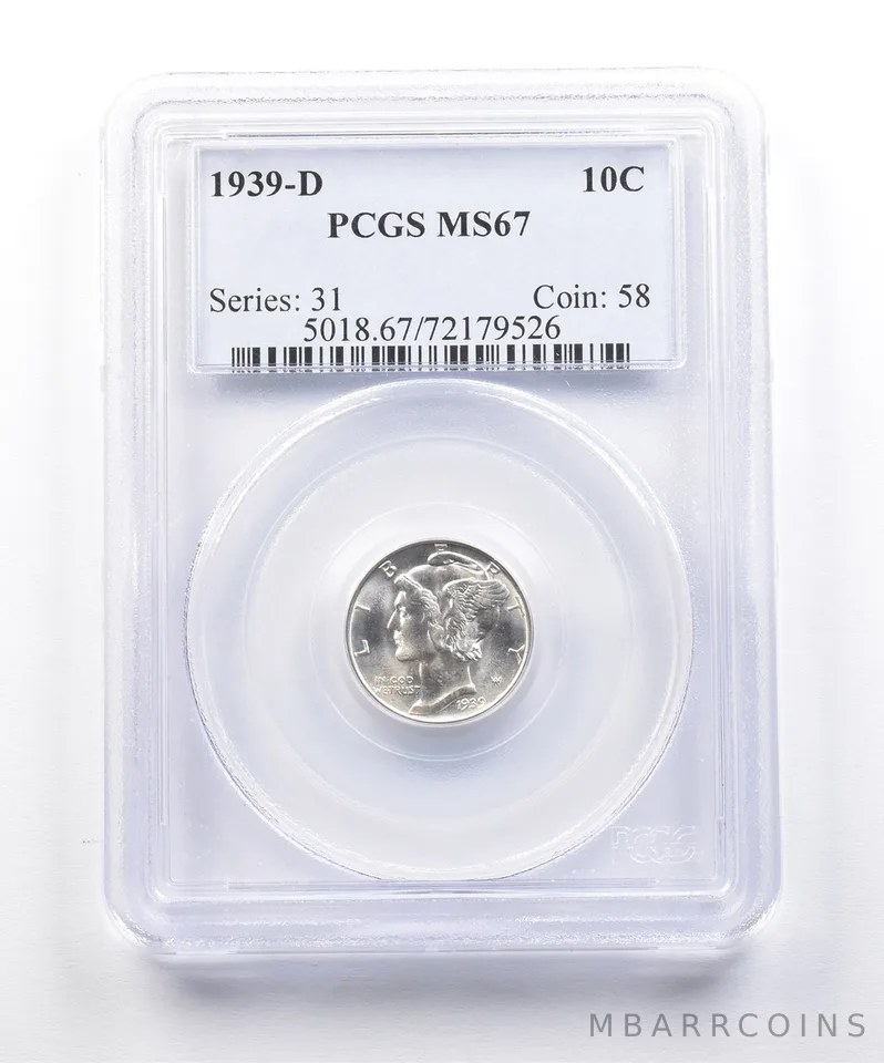 1939-D Mercury Dime MS67 PCGS a3978