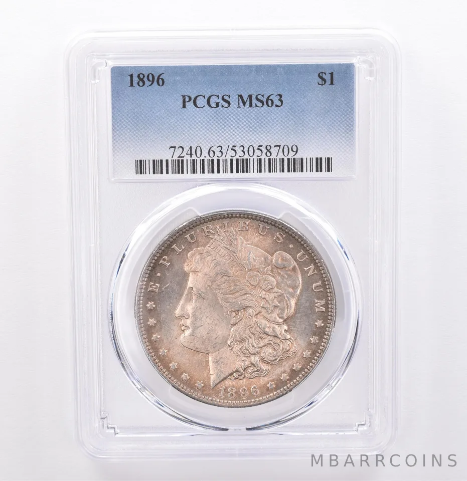 1896 Morgan Silver Dollar MS63 PCGS Beautiful Tone *9307