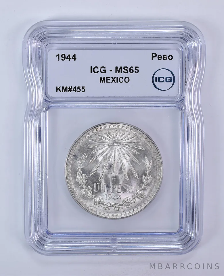 1944 Mexico Peso KM#455 MS65 ICG