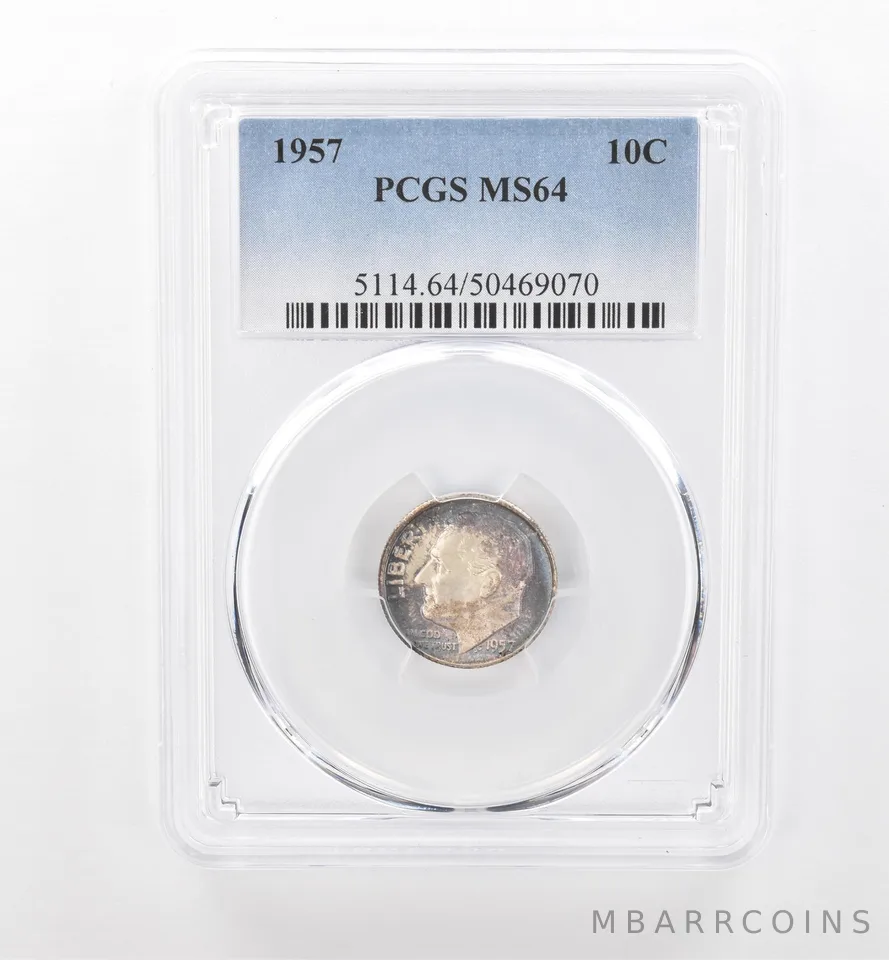 1957 Roosevelt Dime MS64 PCGS Beautiful Tone *1869